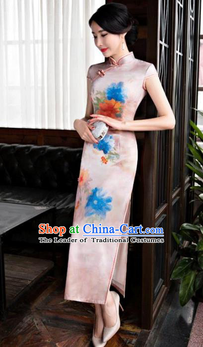 Traditional Ancient Chinese Young Women Cheongsam Dress Republic of China Tangsuit Stand Collar Blouse Dress Tang Suit Clothing