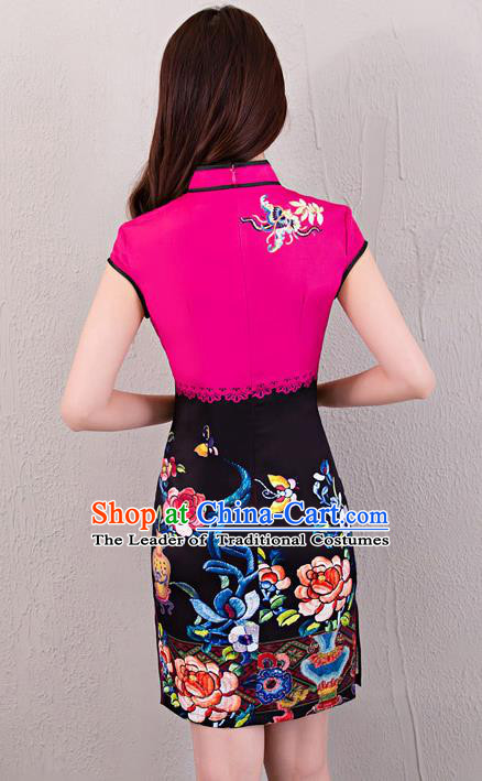 Traditional Ancient Chinese Young Women Cheongsam Dress Republic of China Tangsuit Stand Collar Blouse Dress Tang Suit Clothing