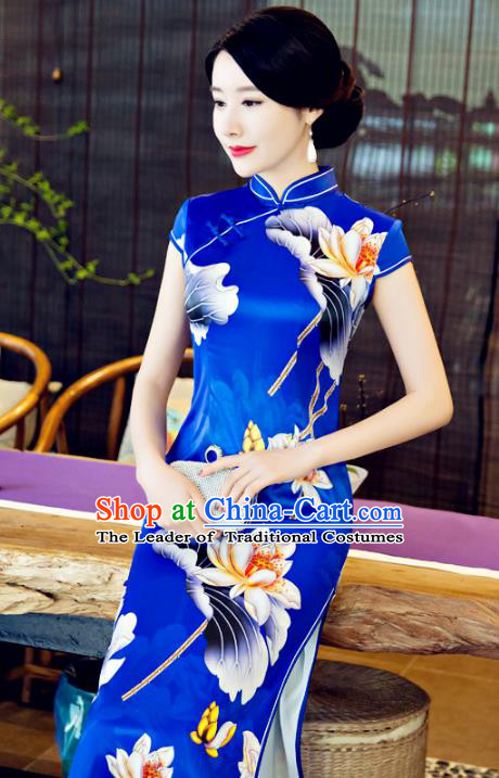 Traditional Ancient Chinese Young Women Cheongsam Dress Republic of China Tangsuit Stand Collar Blouse Dress Tang Suit Clothing