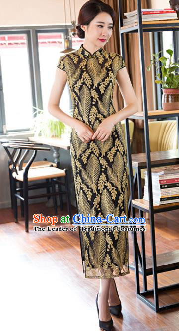 Top Grade Chinese Elegant Cheongsam Traditional China Tang Suit Lace Qipao Dress for Women