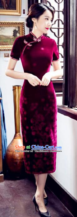 Traditional Ancient Chinese Young Women Cheongsam Dress Republic of China Tangsuit Stand Collar Blouse Dress Tang Suit Clothing