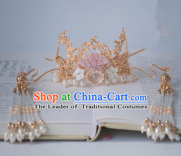 Traditional Handmade Chinese Ancient Classical Hair Accessories Phoenix Coronet Hairpins Tassel Hair Clips for Women