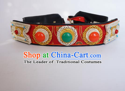 Chinese Traditional Zang Nationality Belts Waist Accessories, China Tibetan Ethnic Waistband for Men