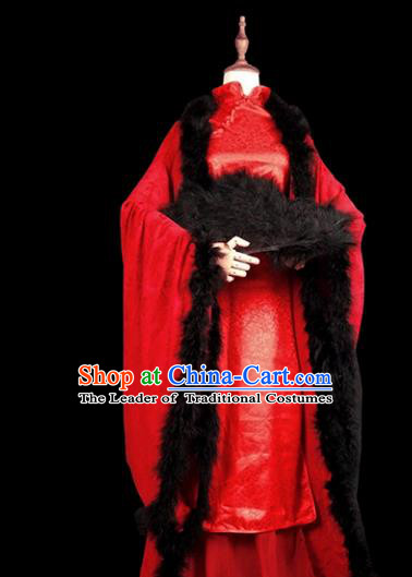 Chinese Ancient Cosplay Swordswoman Red Hanfu Dress Han Dynasty Female Knight-errant Costume for Women