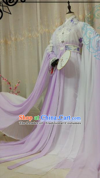 Chinese Ancient Princess Costume Cosplay Swordswoman Clothing Tang Dynasty Nobility Lady Purple Hanfu Dress for Women