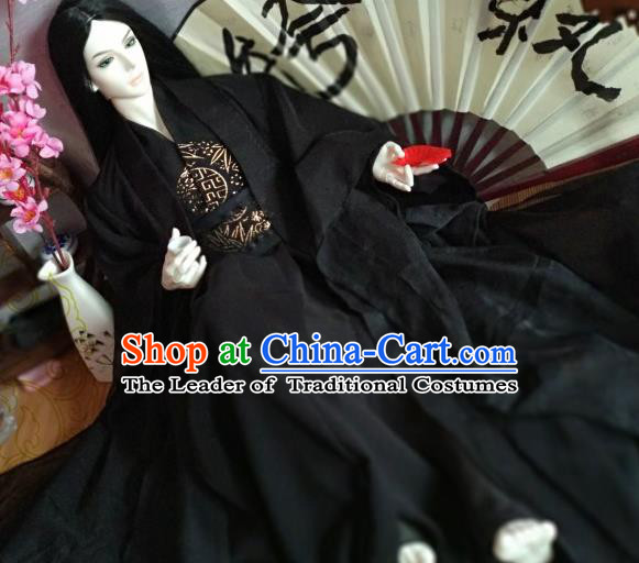 Chinese Ancient Nobility Childe Prince Black Costume Cosplay Swordsman Royal Highness Clothing for Men
