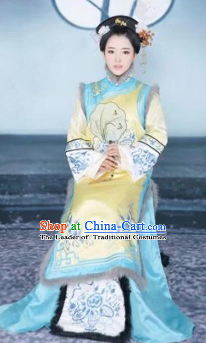 Chinese Traditional Qing Dynasty Princess Consort Hanfu Dress Ancient Manchu Palace Lady Costume for Women