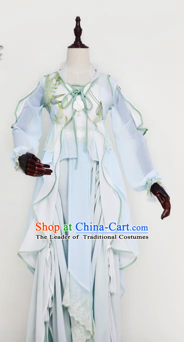 Chinese Ancient Cosplay Swordswoman Costume Tang Dynasty Court Maid Embroidered Hanfu Dress for Women