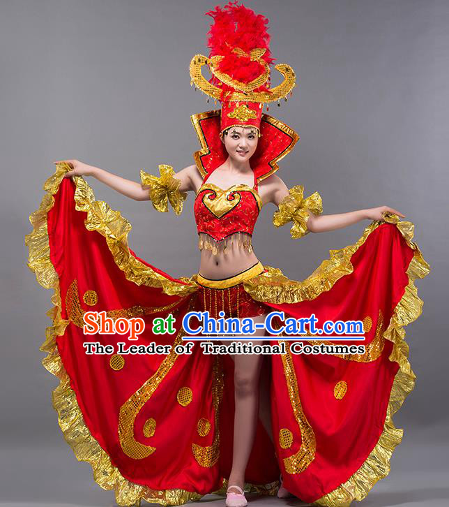 Traditional Chinese Fan Dance Folk Dance Costume Classical Yangko Dance Modern Dance Dress Halloween Clothing