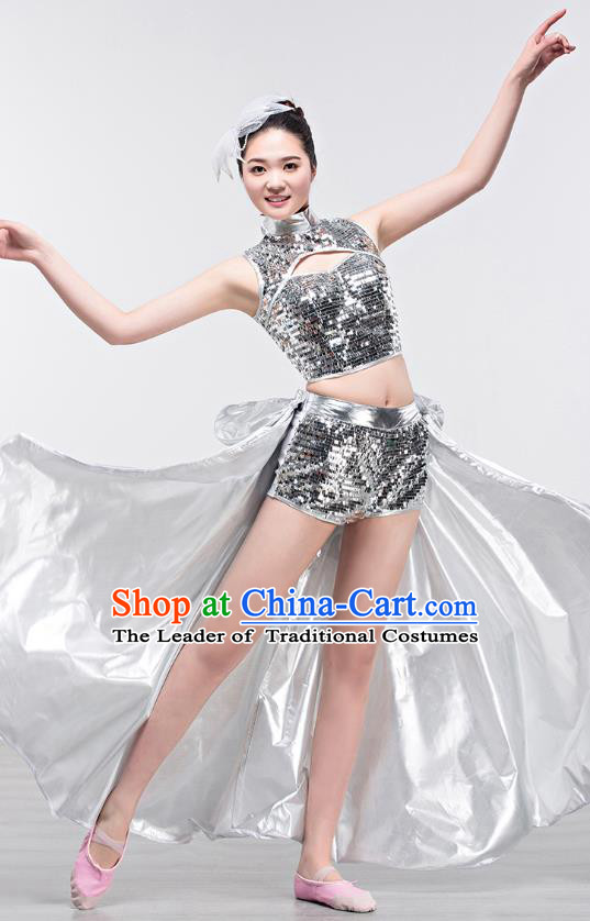 Top Grade Stage Performance Jazz Dance Costume Opening Modern Dance Clothing and Headpiece for Women