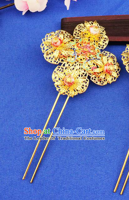 Chinese Traditional Xiuhe Suit Hair Accessories Ancient Bride Hairpins for Women