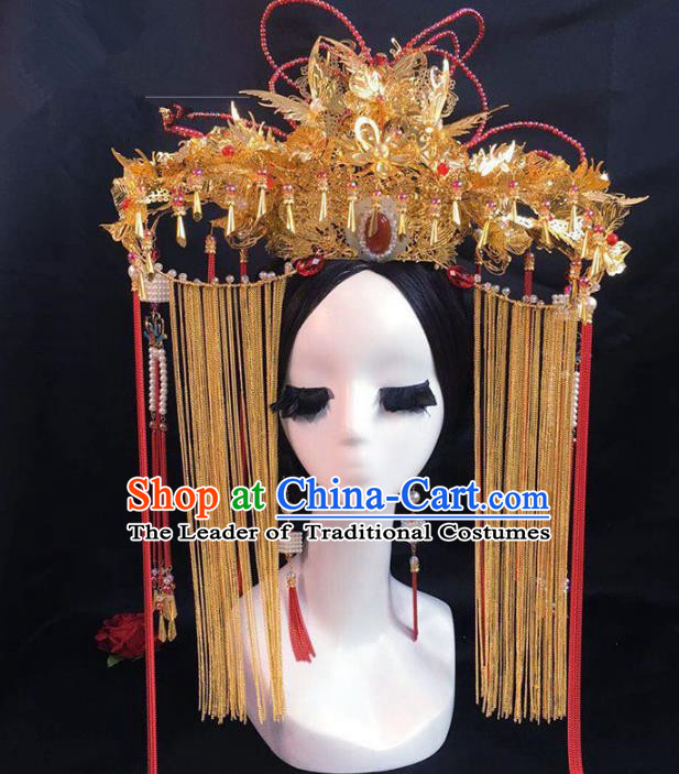Chinese Ancient Hair Jewelry Accessories Hairpins Headwear Headdress Royal Crown for Women