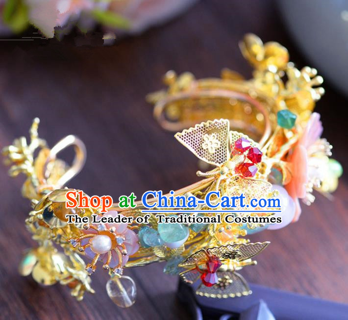 Top Grade Handmade Jewelry Accessories Chinese Ancient Bride Butterfly Bracelet Hanfu Bangle for Women