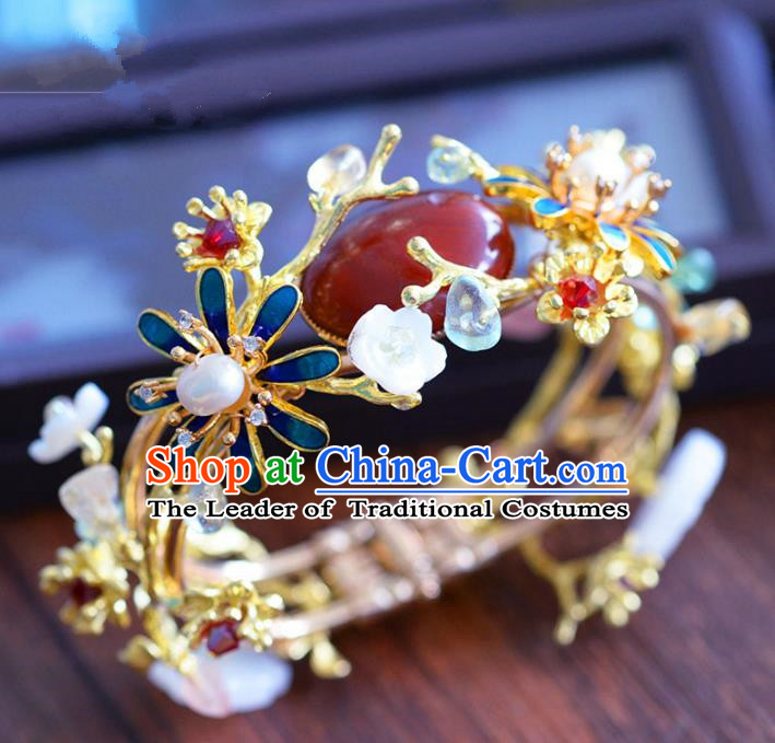 Top Grade Handmade Jewelry Accessories Chinese Ancient Bride Cloisonne Bracelet Hanfu Bangle for Women