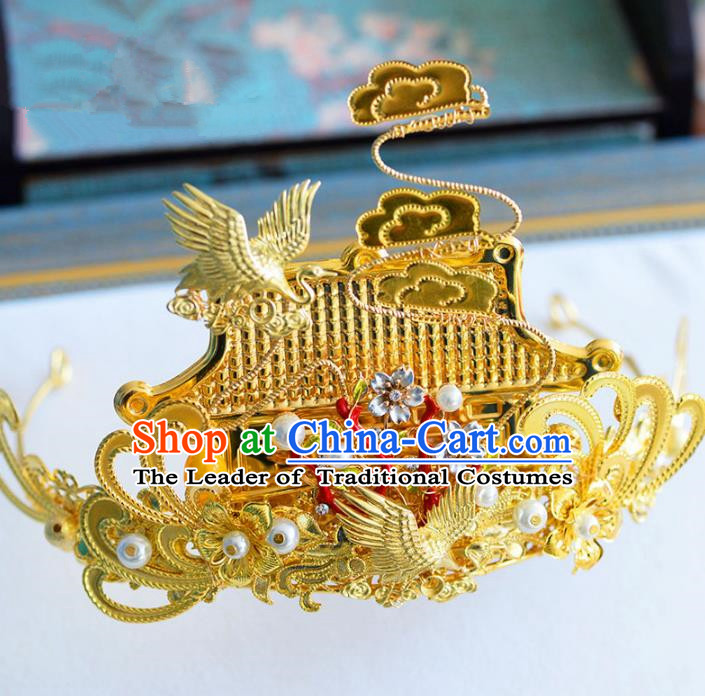 Chinese Ancient Hair Jewelry Accessories Hairpins Headwear Headdress Royal Crown for Women