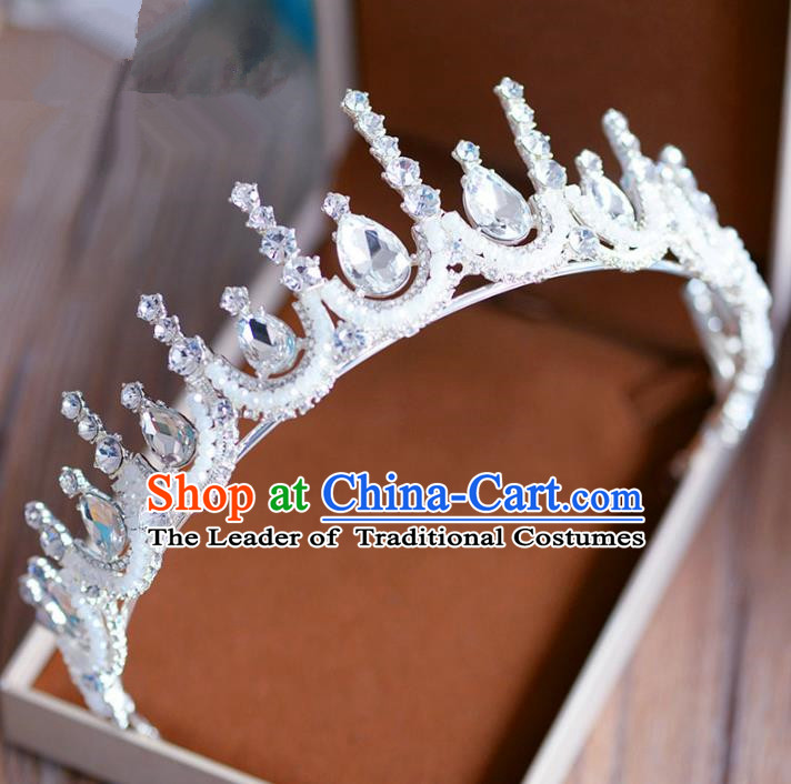 Top Grade Handmade Baroque Zircon Hair Accessories Princess Crystal Royal Crown Headwear for Women