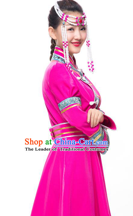 Traditional Chinese Mongol Nationality Dancing Costume Mongols Female Folk Dance Headwear Mongolian Minority Embroidery Costume