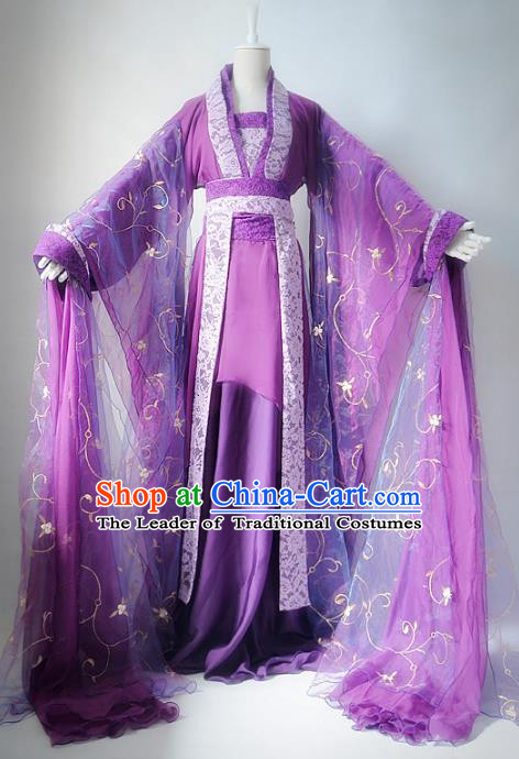 Chinese Ancient Cosplay Imperial Consort Costume Tang Dynasty Nobility Lady Purple Hanfu Dress for Women
