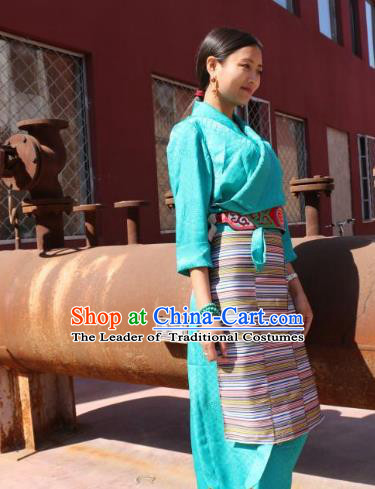 Traditional Chinese Zang Nationality Dance Costume China Tibetan Minority Enthic Clothing