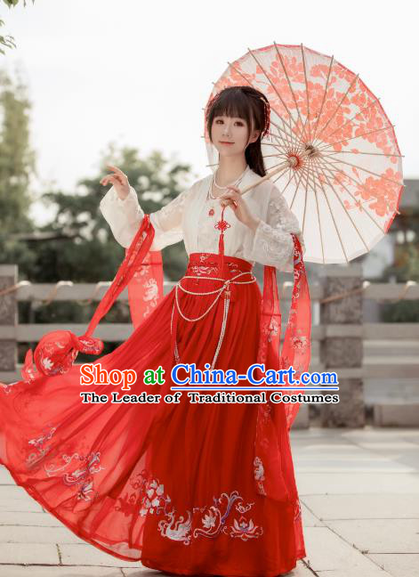 Chinese Traditional Song Dynasty Palace Lady Costume Ancient Princess Embroidered Clothing for Women