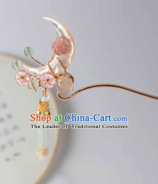 Chinese Ancient Handmade Moon Hair Clip Hair Accessories Hanfu Hairpins for Women