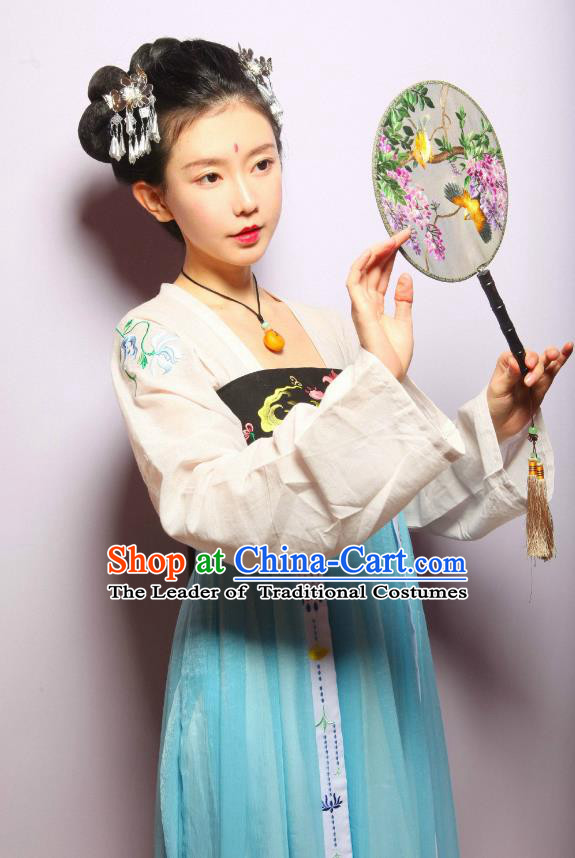 Ancient Chinese Palace Maid Costume Tang Dynasty Maidenform Embroidered Hanfu Dress for Women