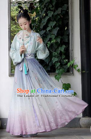 Chinese Ancient Noble Lady Clothing Traditional Song Dynasty Palace Princess Embroidered Hanfu Dress for Women