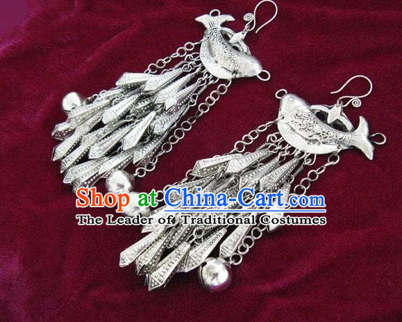 Traditional Chinese Miao Nationality Hair Accessories Hmong Female Folk Dance Hairpins Bracelet Sliver Necklace Headwear for Women