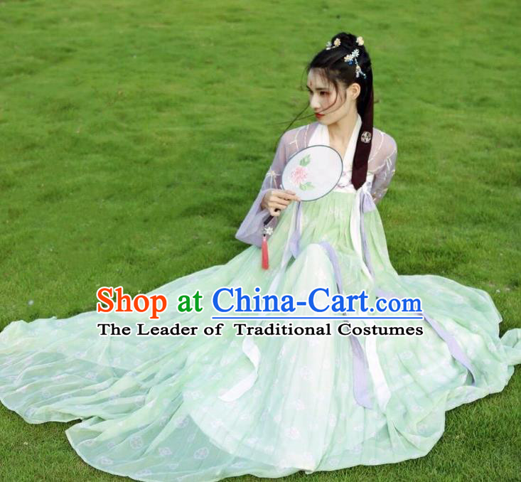 Traditional Chinese Tang Dynasty Aristocratic Lady Embroidered Costume Ancient Imperial Concubine Hanfu Dress for Women