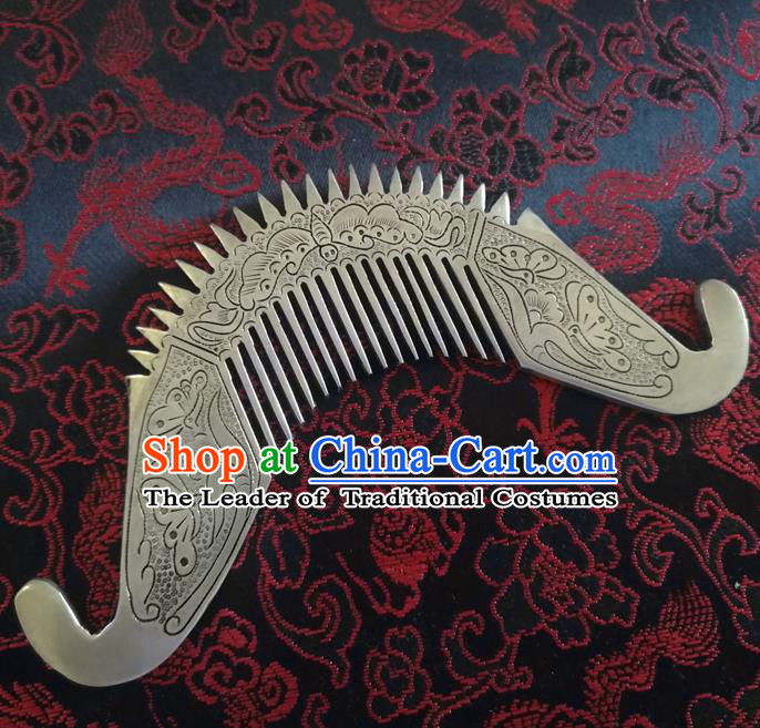 Traditional Chinese Miao Nationality Hair Comb Hanfu Sliver Hairpins Hair Accessories for Women