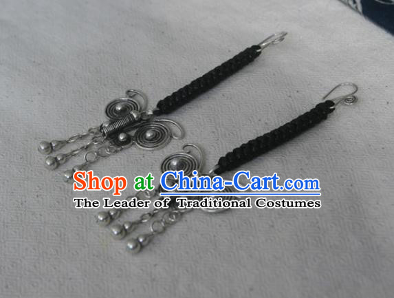 Traditional Chinese Miao Nationality Hair Accessories Hmong Female Folk Dance Hairpins Bracelet Sliver Necklace Headwear for Women