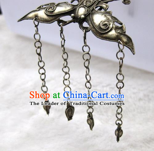 Traditional Chinese Miao Nationality Hair Accessories Hmong Female Folk Dance Hairpins Bracelet Sliver Necklace Headwear for Women