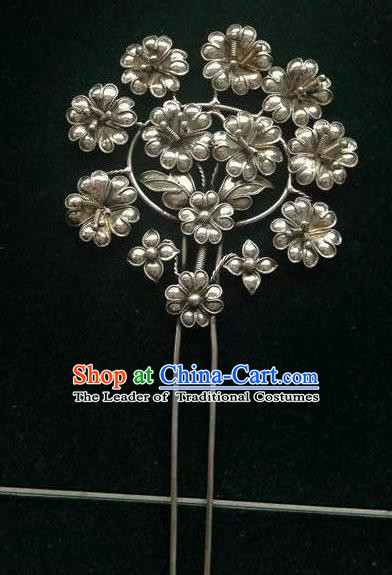 Traditional Chinese Miao Nationality Hair Accessories Minority Flowers Hairpins for Women