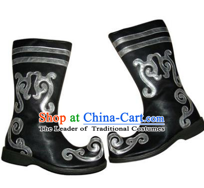 Chinese Traditional Uyghur Dance Shoes, Uigurian Minority Folk Dance Boots for Men