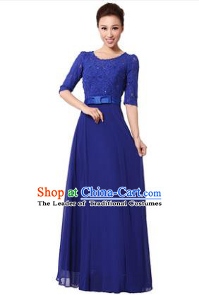 Professional Chorus Singing Group Stage Performance Costume, Compere Modern Dance Royalblue Lace Dress for Women