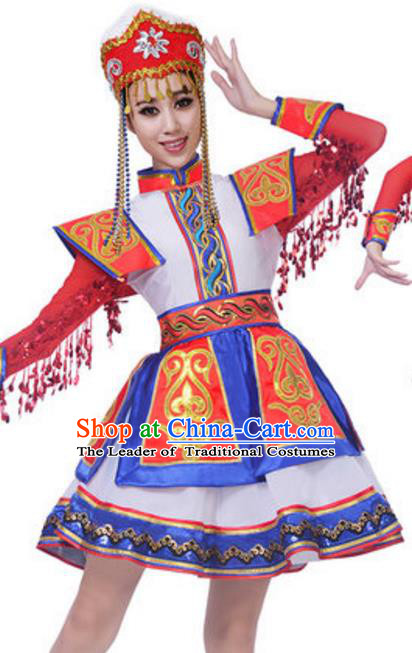 Traditional Chinese Yangge Fan Dance Folk Dance Ethnic Costume Classical Yangko Chorus Modern Dance Dress Halloween Clothing and Shoes