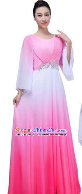 Top Grade Chorus Group Choir Pink Full Dress, Compere Stage Performance Modern Dance Costume for Women