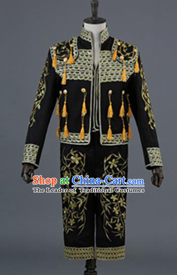 Top Grade European Traditional Court Costumes England Prince Black Suits for Men