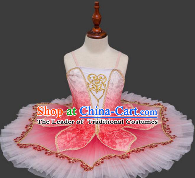 Top Grade Ballet Swan Dance Costume Pink Veil Dress Ballerina Skirt Tu Tu Dancewear for Women