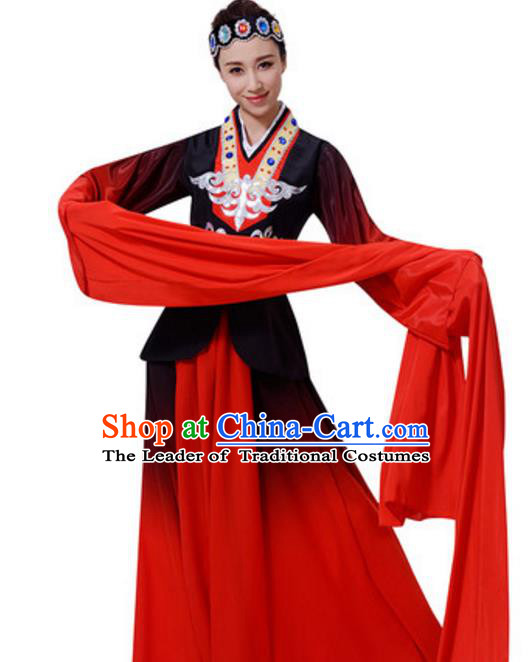 Top Grade Chinese Classical Dance Water Sleeve Dress Stage Performance Folk Dance Costume for Women