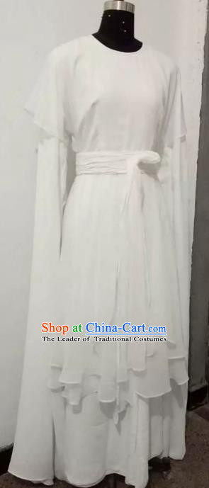 Chinese Traditional Beijing Opera Actress Costumes China Peking Opera Young Lady White Dress for Adults