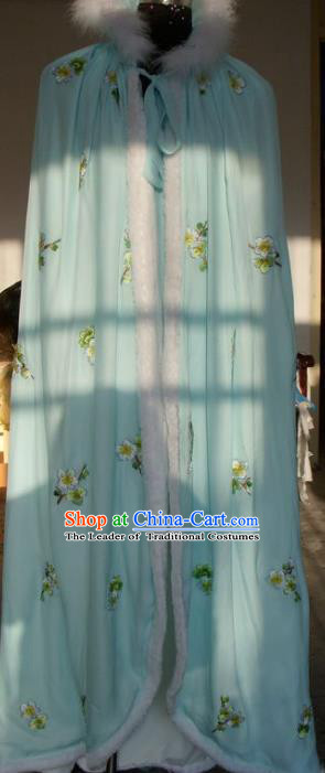 Chinese Traditional Beijing Opera Actress Embroidered Green Cloak China Peking Opera Imperial Concubine Costumes for Adults