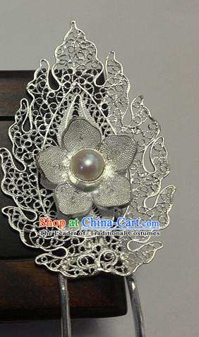 Traditional Chinese Miao Nationality Hair Accessories Hmong Female Folk Dance Hairpins Bracelet Sliver Necklace Headwear for Women