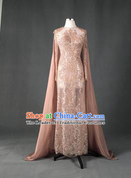 Top Grade Models Show Costume Stage Performance Catwalks Compere Pink Full Dress for Women