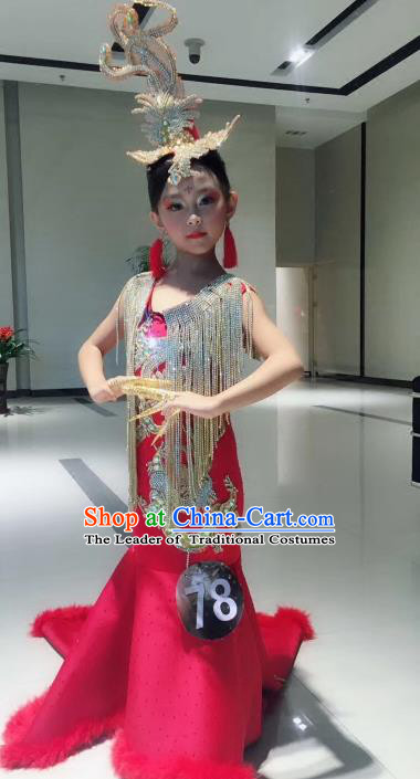 Top Grade Stage Performance Catwalks Costumes Children Halloween Cosplay Princess Full Dress Chorus Modern Fancywork Clothing