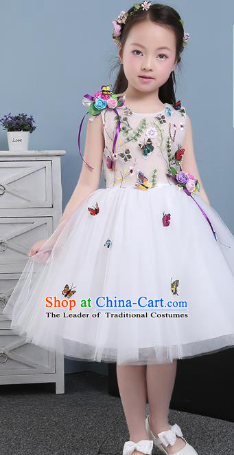 Children Models Show Costume Compere Butterfly Full Dress Stage Performance Clothing for Kids