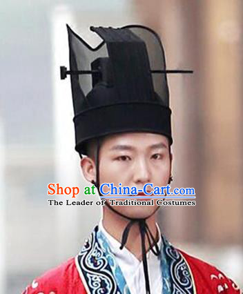 Chinese Ancient Minister Wedding Hat Tang Dynasty Bridegroom Headwear for Men