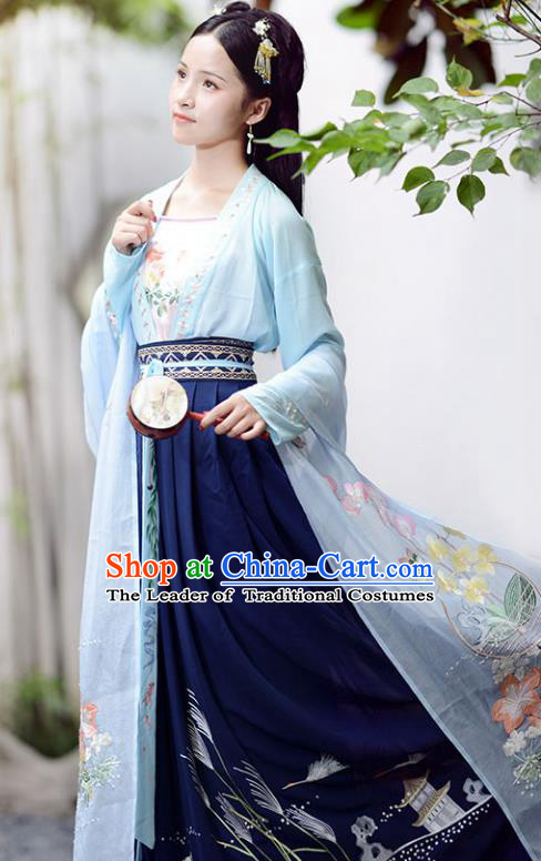 Chinese Song Dynasty Princess Hanfu Dress Ancient Maidenform Embroidered Costumes for Women