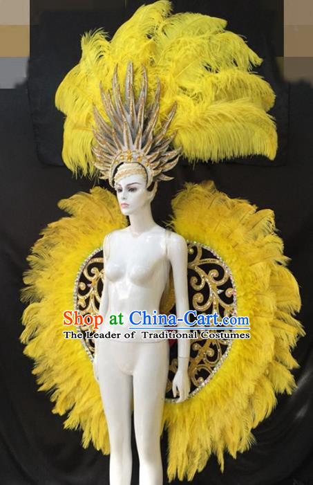 Top Grade Stage Performance Brazilian Carnival Feather Wings Miami Feathers Deluxe Wings Headwear Mask for Women