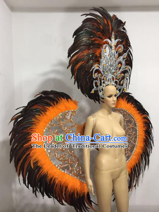 Top Grade Stage Performance Brazilian Carnival Feather Wings Miami Feathers Deluxe Wings Headwear Mask for Women